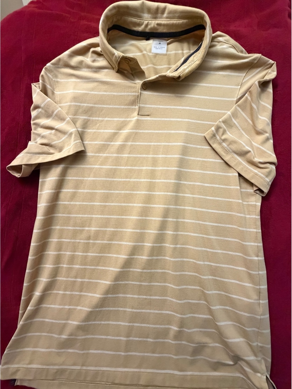 No Nonsense Men's Medium Tan Striped Polo Shirt